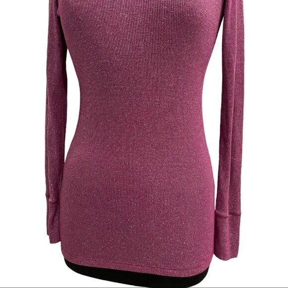 Victoria’s Secret Ribbed Purple Metallic Top Sz L - Picture 3 of 12